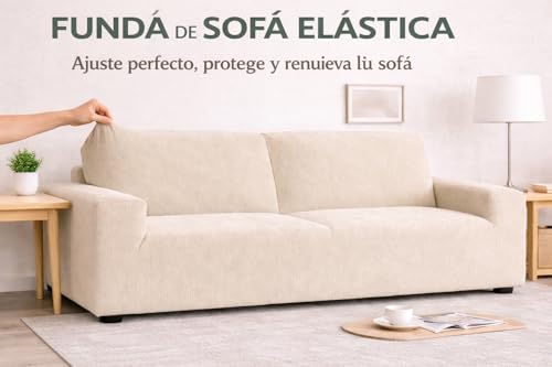 TRAMAS+ Stretch Sofabezug für 2-Sitzer (145–178 cm) – Elastische Sofahusse in Salbeigrün – Perfekter Sitz, rutschfest, Vollständiger Schutz für Sofa mit Armlehnen - Topo