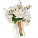 Este ramo de novia está elegantemente diseñado con flores artificiales y ofrece un toque suave que resalta a la novia, resuelve los problemas de fragilidad de los ramos tradicionales y proporciona belleza duradera en diferentes ocasiones de boda