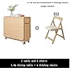 Extendable Folding Dining Table Set With 4 Chairs - Drop Leaf Wooden Table for Kitchen, Living Room, Restaurant - Beige, 1.4m