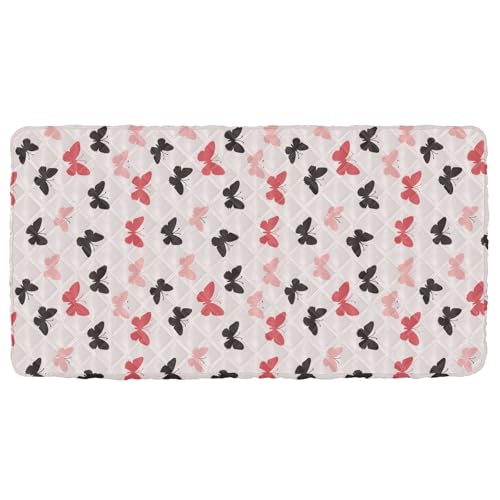 Portable Toddler Bed Sheet for Kids Red Black Butterflies Travel Bed Fitted Sheet