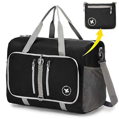 BAGZY Bagage Cabine 45x36x20 easyJet Pliable Sac de Voyage Imperméable Valise Cabine Organisateur Valise Bagage à Main Sac Weekend Cabine Noir Avion Cabas de Voyage (Noir) Cover