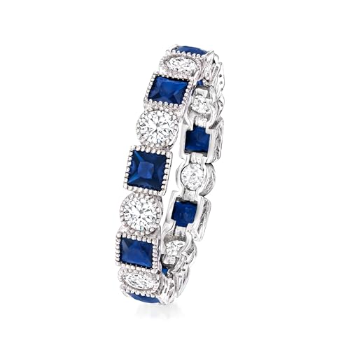 Ross-Simons 1.20 ct. t.w. Square Simulated Sapphire and .80 ct. t.w. CZ Eternity Band in Sterling Silver3