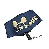 Finex Mickey - Blue - Travel Compact Auto Folding Golf Umbrella with Auto Open Close One Button Handle & Wrist Strap
