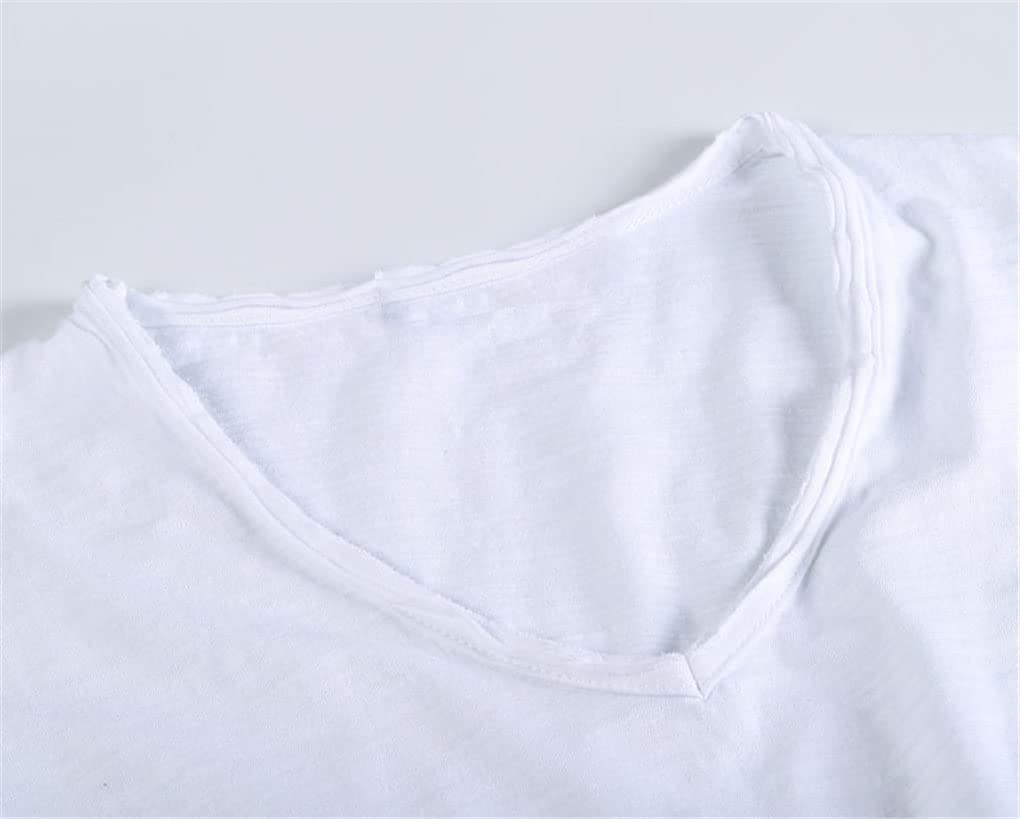 3 Uds Algodón Sólido Camiseta Hombre Casual Cuello Pico Manga Corta Hombre Camisetas Suaves Tops Camisetas