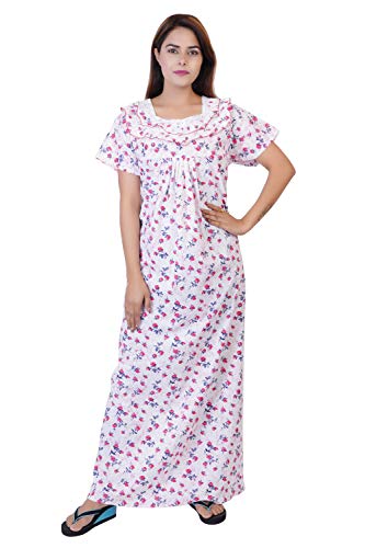 Image of Women's Cotton Block Print Knee Length Nighty