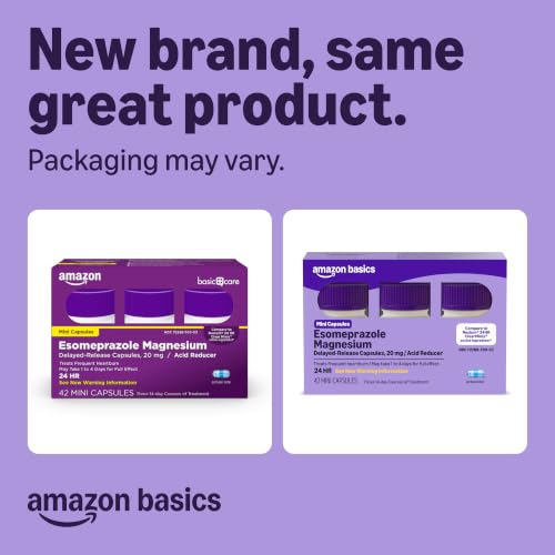 Amazon Basics Esomeprazole Magnesium Delayed-Release Mini Capsules, 20 mg, Acid Reducer, 24 Hour Heartburn Medicine, 42 Count (Previously Care) - image 2