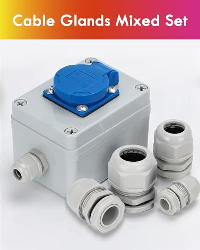 52 Stück Kabelverschraubung Set, Gorffy IP68 Kabeldurchführung Wasserdicht M12 M16 M20 M25, Kabelverschraubungen für Outdoor Garten Schaltkasten Abzweigkasten, Kunststoff Nylon Kabeldurchführungen