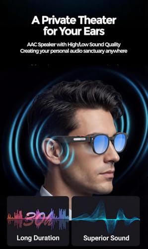 Image of Aeoss Smart AI Glasses with 1080P HD Video Camera & ChatGPT, Real-Time Translation (138 Languages), Bluetooth Audio /Calls, Object Recognition, 3-Lens Kit (Anti-Blue Light, UV, Clear) for Men & Women