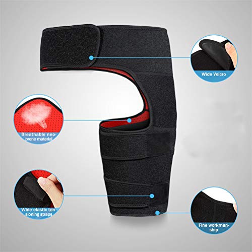 Drfeify Ceinture de Compression Hanche et Aine en Néoprène - Support Musculaire Réglable pour Sportifs - Soulagement Douleurs Sciatalgie Blessures Ischio-Jambiers Cuisses Football Rugby Course à Pied