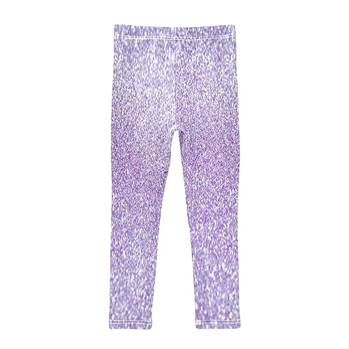 Plaaee Girls Toddler Printed Leggings Yoga Pants Sparkle Purple Glitter Leggings for Kids 4T2