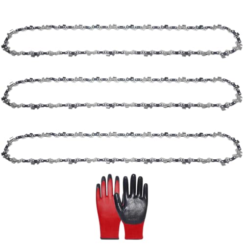 Image of MospdyGear 3 x 16-Inch (40 cm) Chainsaw Chains, 57 Drive Links, .050" Gauge, 3/8" LP, Low-Kickback, Replacement for Titan, Replacement for Worx and More