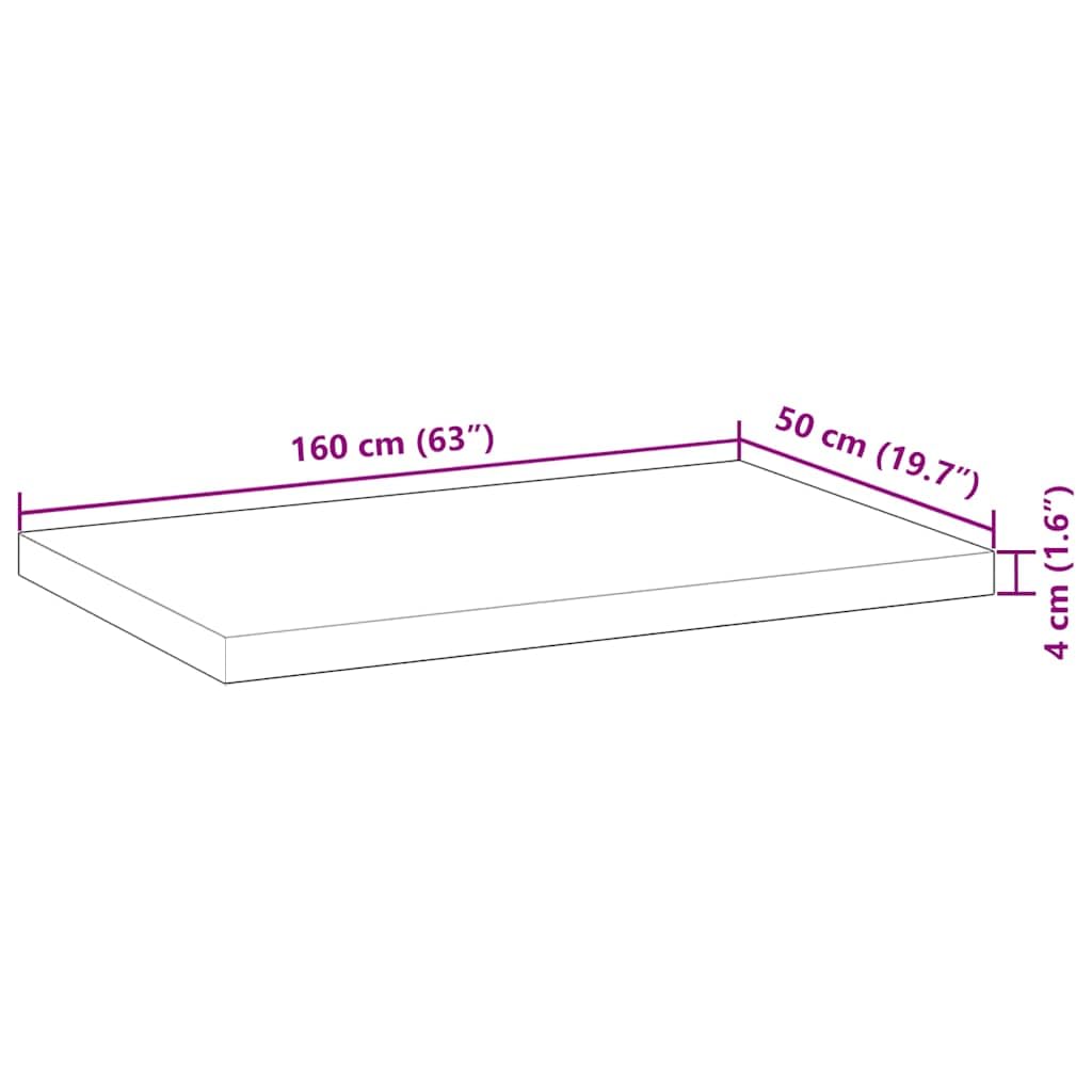 vidaXL Tischplatte, Holzplatte Rechteckig, Massivholzplatte für Schreibtisch Esstisch Couchtisch, Ersatztischplatte, 160x50x4cm Massivholz Akazie