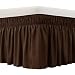 MEILA Bed Skirt Three Fabric Sides Elastic Wrap Around Dust Ruffled Solid Bed Skirts Easy On/Easy Off 16 Inch Tailored Drop, Brown, Queen/King