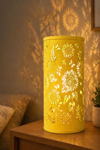Flannel Bohemian Atmosphere Light & Night Light with Remote - Forest, Butterfly, Dragonfly, Sunflower，Flower，Floral Projection Floor Lamps for Bedroom Decor, Mood Lighting, Gifts (Yellow sunflower)