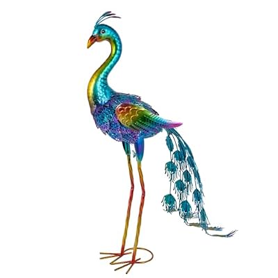 dreamskip Metal Peacock Garden Decor Outdoor Statue, 26" Metal Yard Art Peacock Garden Sculptures Outside Decoration for Home Patio Lawn Backyard, Gift for Moms Grandma Women
