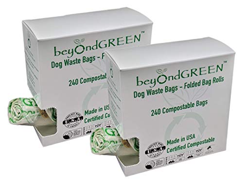 beyondGREEN Plant-Based Dog Poop Waste Bags for Leash Dispenser - 480 Bags - 32 Rolls of 15 Bags - 9