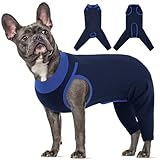 Lelepet Hundebody Nach Op für Hündin und Rüde, Leckschutz Hund Op Body für Hinterbeine, Atmungsaktiv Hunde Wundschutzanzug, Kastration Genesungsanzug Hund Ellbogenschoner Beinschutz, Blau XS