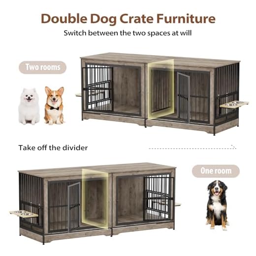 Stylish Double Dog Crate for Large Breeds