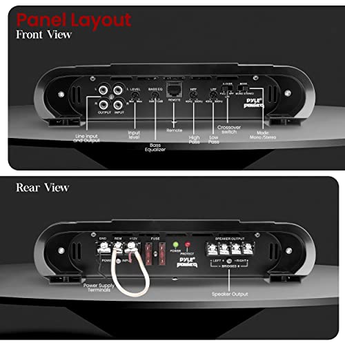 Pyle 2 Channel Car Stereo Amplifier - 4000W Dual Channel Bridgeable High Power Mosfet Audio Sound Auto Small Speaker Amp Box W/ Crossover, Bass Boost Control, Silver Plated Rca Input Output - Pla2678 #TOP2