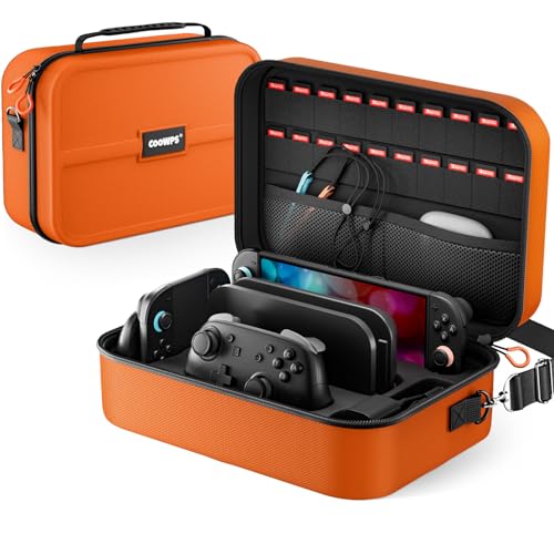 ZOZOVR Switch 2 Funda para Nintendo Switch 2 (2025), Estuche RíGida PortáTil con ProteccióN Total para Viajes, 20 Ranuras para Juegos , Bolsa Grande Antipolvo para Switch 2 Accesorios , Naranja