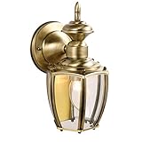 Design House 501478 Jackson 1 Light Indoor/Outdoor Wall Light, Antique Brass, 10'