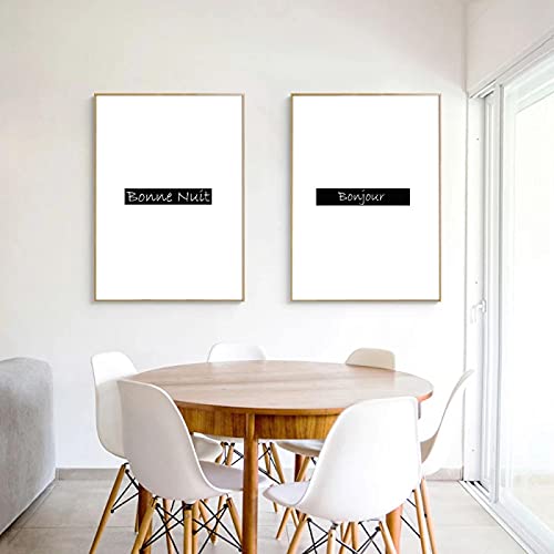 Toile lettre de bonne nuit style français, art mural poétique pour une ambiance de maison cocooning