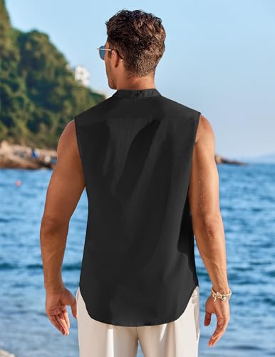 coofandy men39s summer beach tank tops sleeveless button up shirt casual textured tank shirts