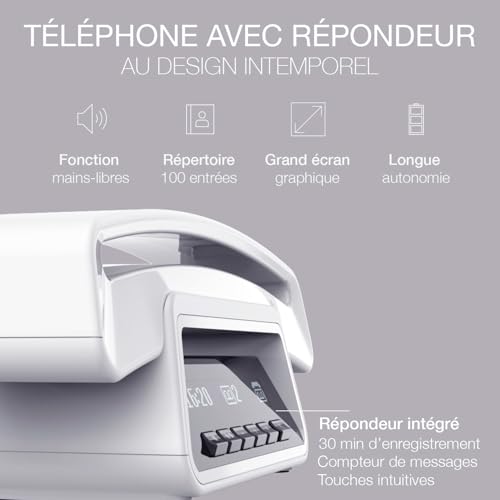 Téléphone fixe sans fil DECT Alcatel Epure Premium blanc grand écran - 5