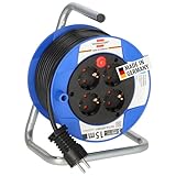 Brennenstuhl Garant Kompakt Kabeltrommel/Kabelrolle mit 4 Steckdosen (15m Kabel in schwarz, aus Spezialkunststoff, Made in Germany)
