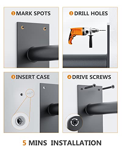 Grab Bars For Elderly For Wall, 2 Step Handrail For Indoor Steps - Wrought Iron Hand Rails Wall Mounted For 1-3 Stairs - Handicap Railing For Exterior Steps Railings For Deck, Porch And Garage Use #TOP6