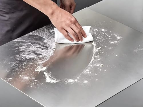 Image of Mevin 304 Food Grade Stainless Steel Chopping Board for Kitchen, Double Sided Anti-Bacterial Metal Vegetable Cutting Board, Heavy Duty, Rustproof, Eco-Friendly, BPA-Free, Large Size for Kneading Dough