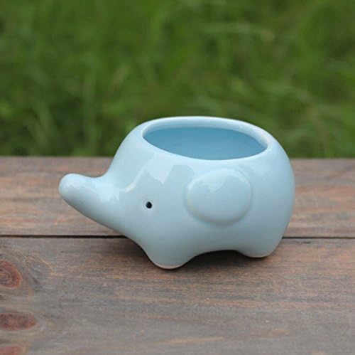 Enkel Decorative Blue Baby Elephant Ceramic Flower Succulent Planter Pot Perfect For Home And Office, Cute Animal Series, Small