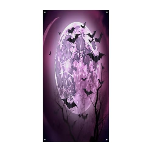 Bannière de porte bienvenue violette grand format 90x180 pour fond photo