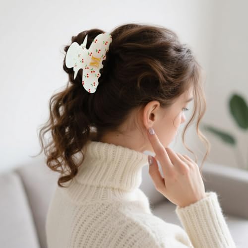 Image of Hair Claw Clips for Girls - Y2K Accessories, Fashion Claw Clips Durable Hair Clips Cherry Print Hair Accessories, Wedding Bridesmaid Birthday Christmas Gifts for Girls, Letter A