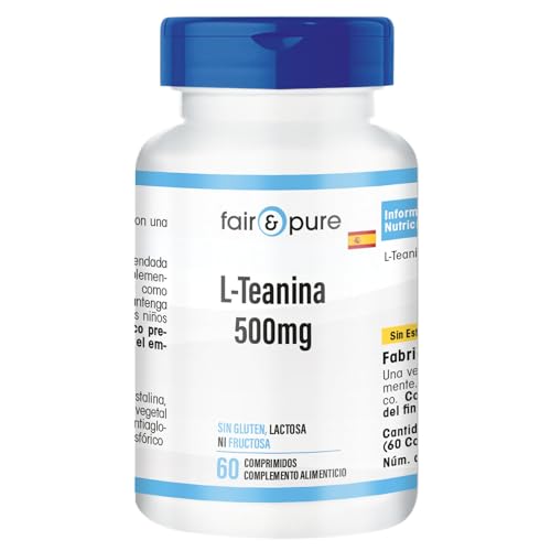 Fair & Pure® - L-Teanina 500mg - Vegana - Aminoácido procedente del té verde - Alta pureza - 60 Comprimidos
