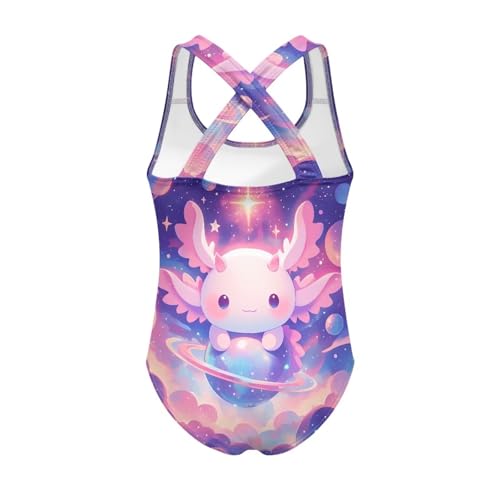 Image of Girls One Piece Swimsuits Summer Quick Dry Crewneck Beach Bathing Suit Cross Shoulder Strap Swimwear 5-14 Years