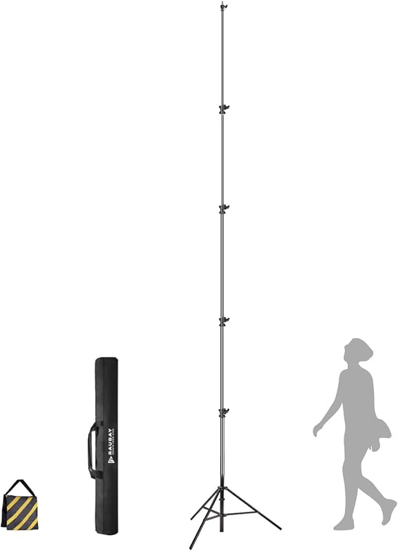 16ft Tall Tripod Stand, Air-Cushioned, 1/4" & 3/8", TT480 | Aluminum alloy camera tripod for sports, weddings and studio use; extra-high design supports cameras, lights and action cams