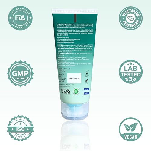 Image of Tongue Cleaning Gel + Brush Combo for Bad Breath Control | With Zinc | Removes Tongue Residue | Fresh Breath | Maintain Oral Hygine | Cool Fresh | 80g | Gel + Brush | NOTE: Brush Color May Vary