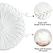 HIG Set of 2 Decorative Round Pleated Throw Pillows, Classy Accent Pumpkin Throw Pillows with Center Button, Vintage Velvet Floor Pillows for Sofa Vanity Chair Bed, White, 14.5