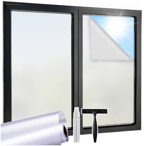 Lifetree Fensterfolie Blickdicht Sichtschutz Milchglasfolie, 90x200cm Set | Sichtschutzfolie fenster innen Statisch Haftend UV-Schutz Beidseitiger Sichtschutz ohne Klebstoff Dekorf