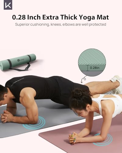 KEEP Yoga Mat, 32" Extra Wide Exercise Mat with Strap for Men and Women, 7mm Thick Double-Sided Non-Slip Eco-friendly Yoga Mat for Pilates, Workout and Fitness3