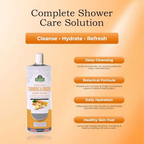 Image of Spanish Garden Turmeric Ginger Body Wash for Men & Women - Brightening Cleansing Gel Body Wash with Hydration Support - Healthy Body Gel for Daily Use - Smooth Body Gel for All Skin Types 32 FL Oz