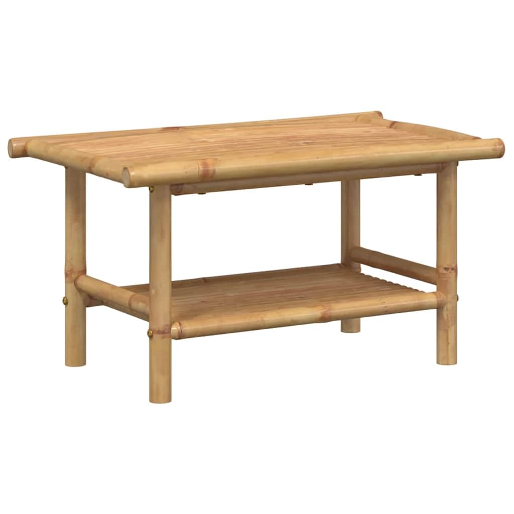 Bambus Couchtisch 70x40x35 cm mit Stauraum, stabiles Bambusmöbel für Innen und Außen als moderner Couchtisch mit Ablagefach und Latten-Design