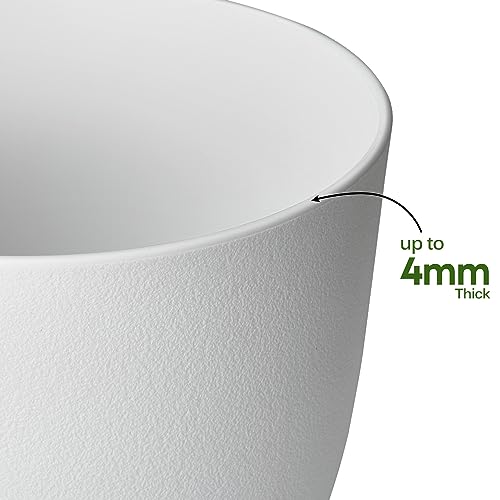 Ferlypote Plant Pots 8 Inch Set of 2, Flower Pots with Multi Mesh Drainage Holes, Planters for Indoor Outdoor Garden Plants and Flowers (White) by Ferlypote - Image 4
