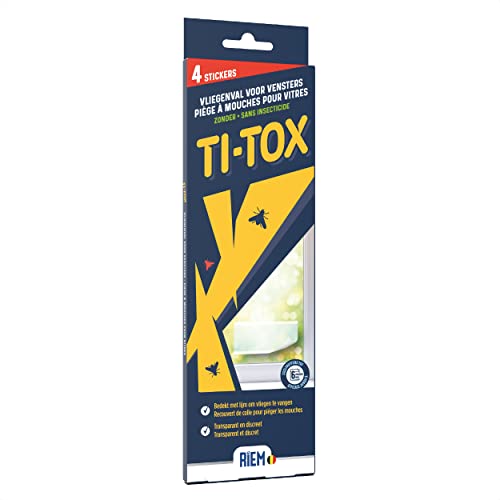 RIEM - Ti-Tox Piège à Mouches pour Vitres Transparent 4 pièces - Sticker contre les Mouches et les Mouches à fruits - Sans Insecticide - Discret - Efficace jusqu'à 6 mois
