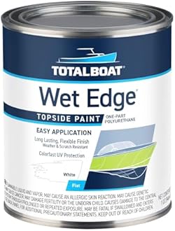 TotalBoat Wet Edge Topside Marine Paint Premium Polyurethane Coating for Boats, RVs, Exterior Trim, Fiberglass, Metal, and Wood (Flat White, Quart)