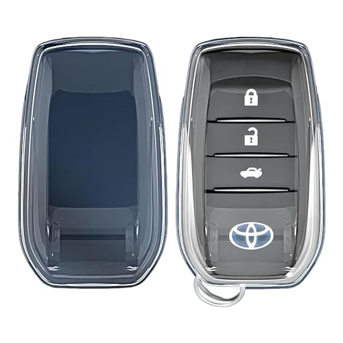 Image of Clear TPU Key Cover and Keychain Compatible for Toyota Fortuner | Hilux | Innova Crysta | Fortuner Legender | Innova HyCross | Land Cruiser Smart Key (White)