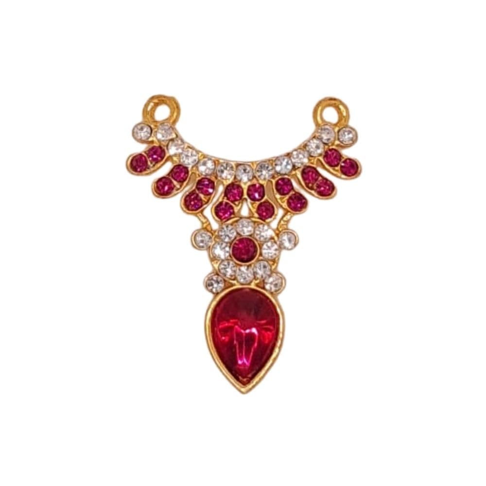 Necklace for Deity Idol | Gold Plated God Jewellery Set for Varalakshmi & Temple Decoration |Short jewels for God & Goddess Idols and statues (White and pink stone)-picture-38