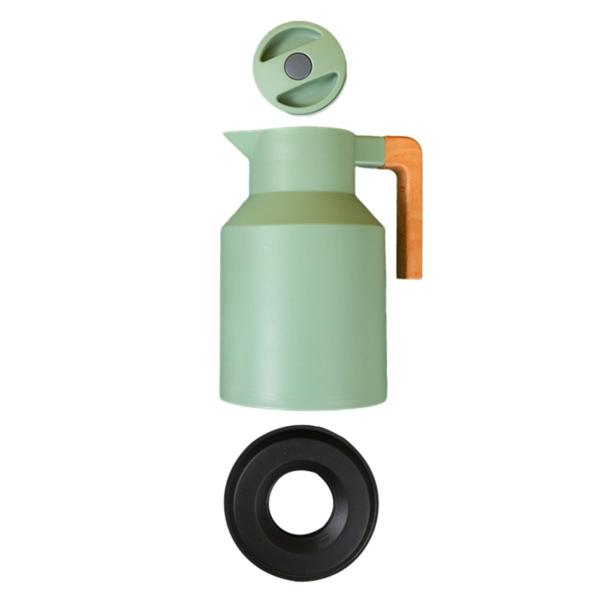 Borraccia Termica da 1l Manico in Legno e Doppia Parete in Vetro e Plastico, Stile Semplice, Capacità Grande per Uso Domestico e Portatile