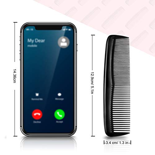 4 Pieces Hair Combs Plastic Pocket Combs Fine and Standard Tooth Hair Cutting Comb Fine Dressing Styling Combs Hairdressing Barber Salon Comb for Women Men Hair Care Tool (Black) - Image 3